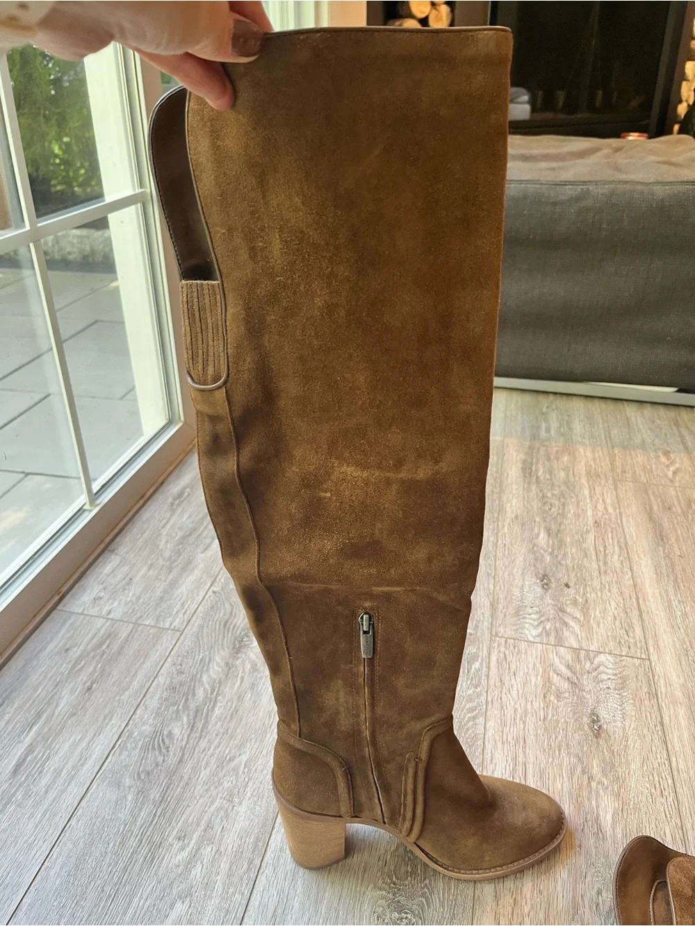 Vince Camuto Chestnut Brown Suede Over-the-Knee Block Heel Boots